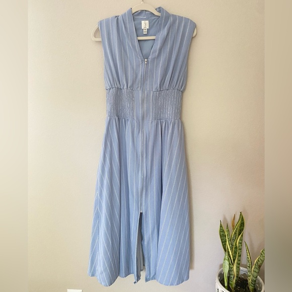 Joie Cap-Sleeve Smocked Front-Zip Shirt Dress - Picture 1 of 7